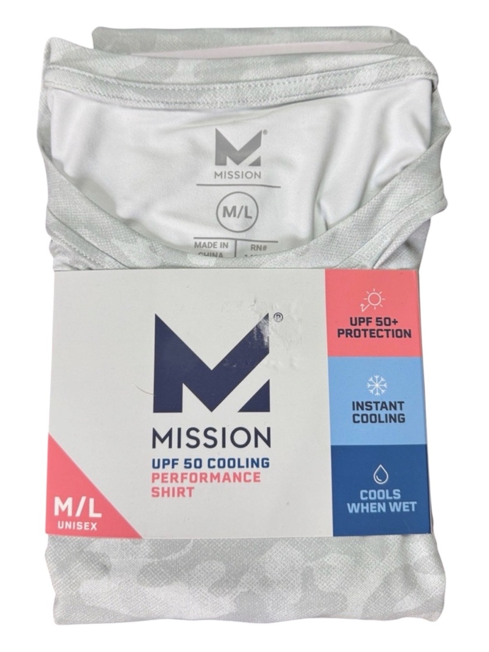 Mission Men’s White Long Sleeve Performance Cooling Shirt - M/L